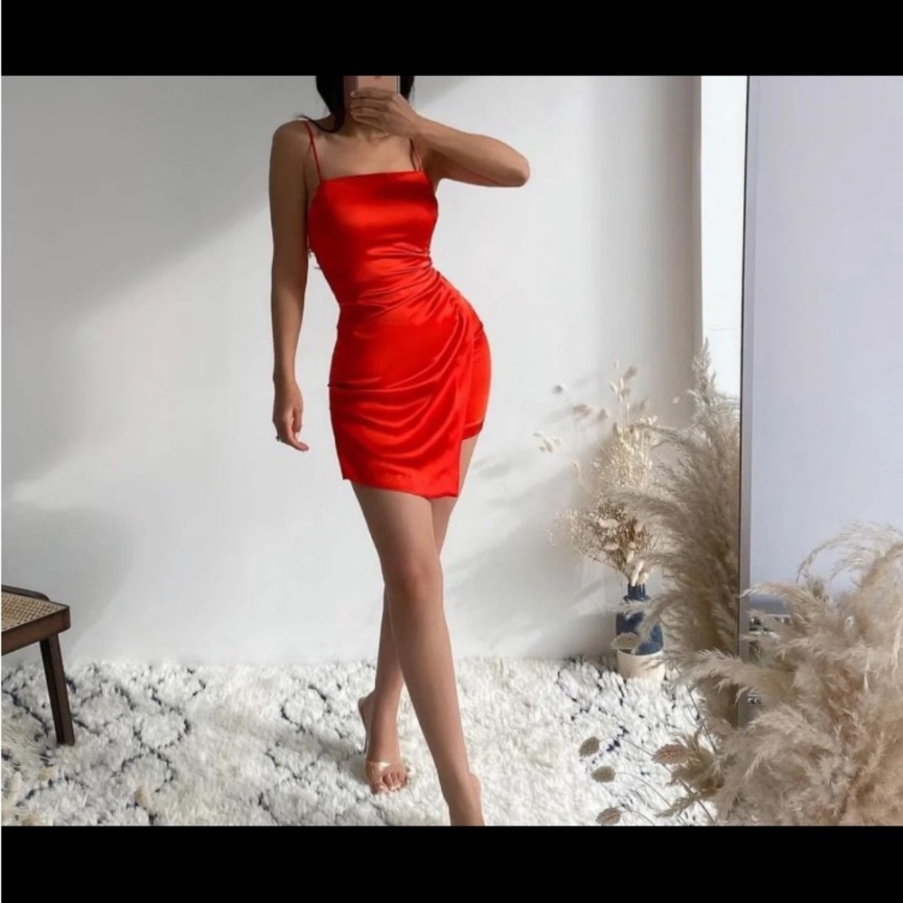 Zara  Red Satin Dress